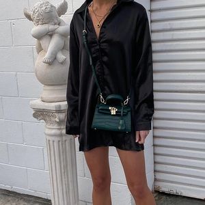 90210 Satin Shirt Mini Dress